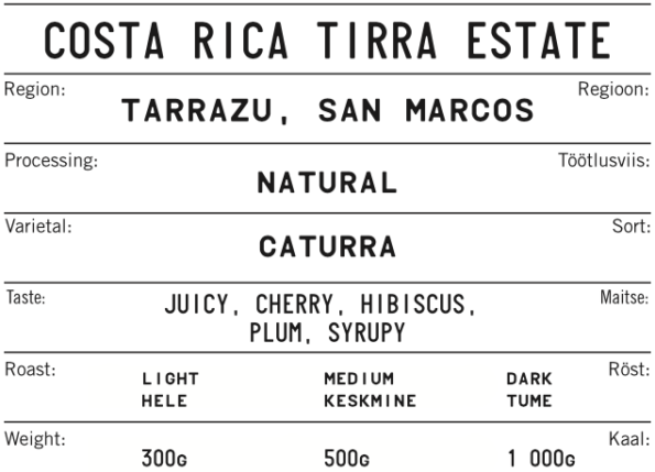 COSTA RICA TIRRA Natural